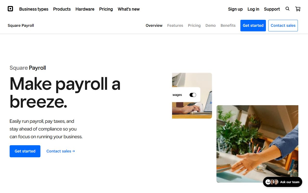 Square Payroll pricing (base fee, per-person fee, contractor-only option), captured October 23, 2026. Figures change; the live page is the source of truth.